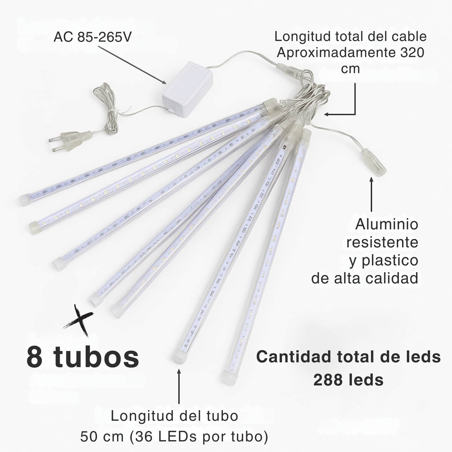 Imagen explicativa de la guirnalda LED cascada, mostrando sus características y funcionalidades.