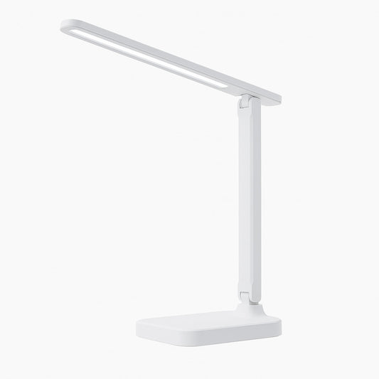 Lámpara LED plegable de escritorio con diseño moderno y estructura ajustable sobre fondo blanco.