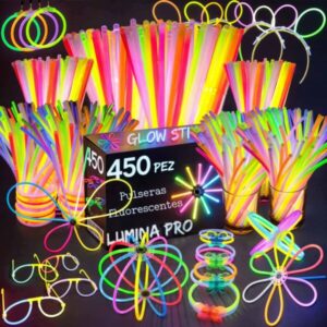 Pack Lumina Pro con 450 barras luminosas multicolor y conectores, presentado en caja sobre fondo blanco