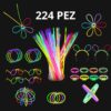 Contenido del paquete Opti Glow con 224 pulseras luminosas, conectores y accesorios para fiestas y eventos
