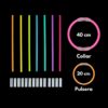 Contenido del paquete Lumi Flex – 100 pulseras fluorescentes y conectores Piezas incluidas en el pack Lumi Flex con 100 pulseras fluorescentes y conectores variados para accesorios luminosos