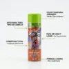 Beneficios de la Laca de Color Profesional Infografía de spray pelo color temporal que destaca cobertura total, fórmula ligera y apto para todo tipo de cabello.