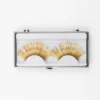 Estuche de Pestañas de Fantasía Reutilizables Caja de pestañas postizas de oropel dorado con brillo multicolor en estuche transparente protector para almacenamiento.