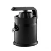 Exprimidor de cítricos eléctrico con sistema de palanca profesional y cuerpo de acero inoxidable negro mate.