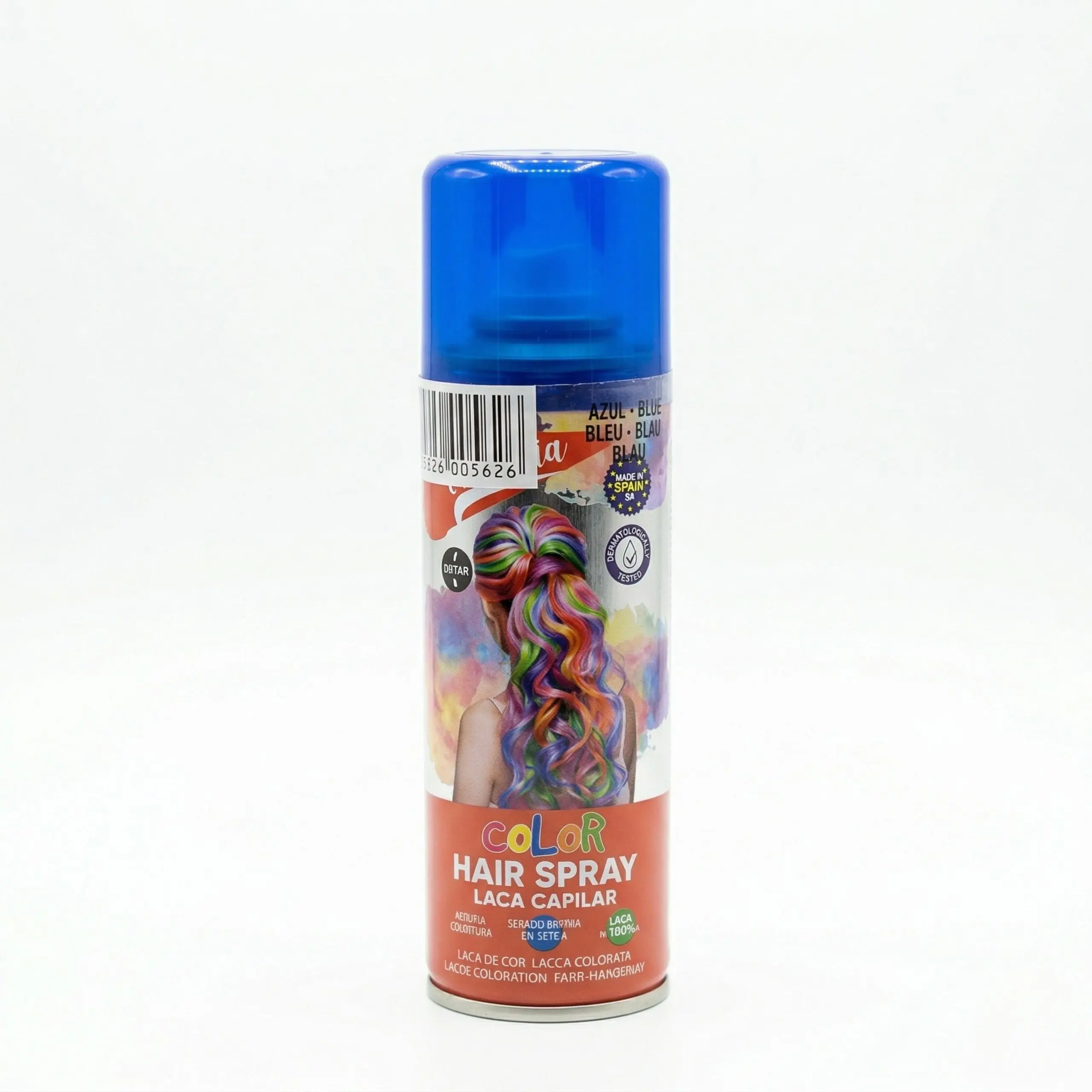 Spray de Color Azul Claro La Fiesta 125ml Bote de laca capilar de color azul claro temporal marca La Fiesta, fabricado en España, ideal para cambios de look rápidos.