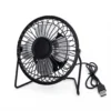 Mini Ventilador USB de Metal 4 Pulgadas Ventilador de mesa USB pequeño fabricado en metal negro con aspas plateadas y conexión universal.