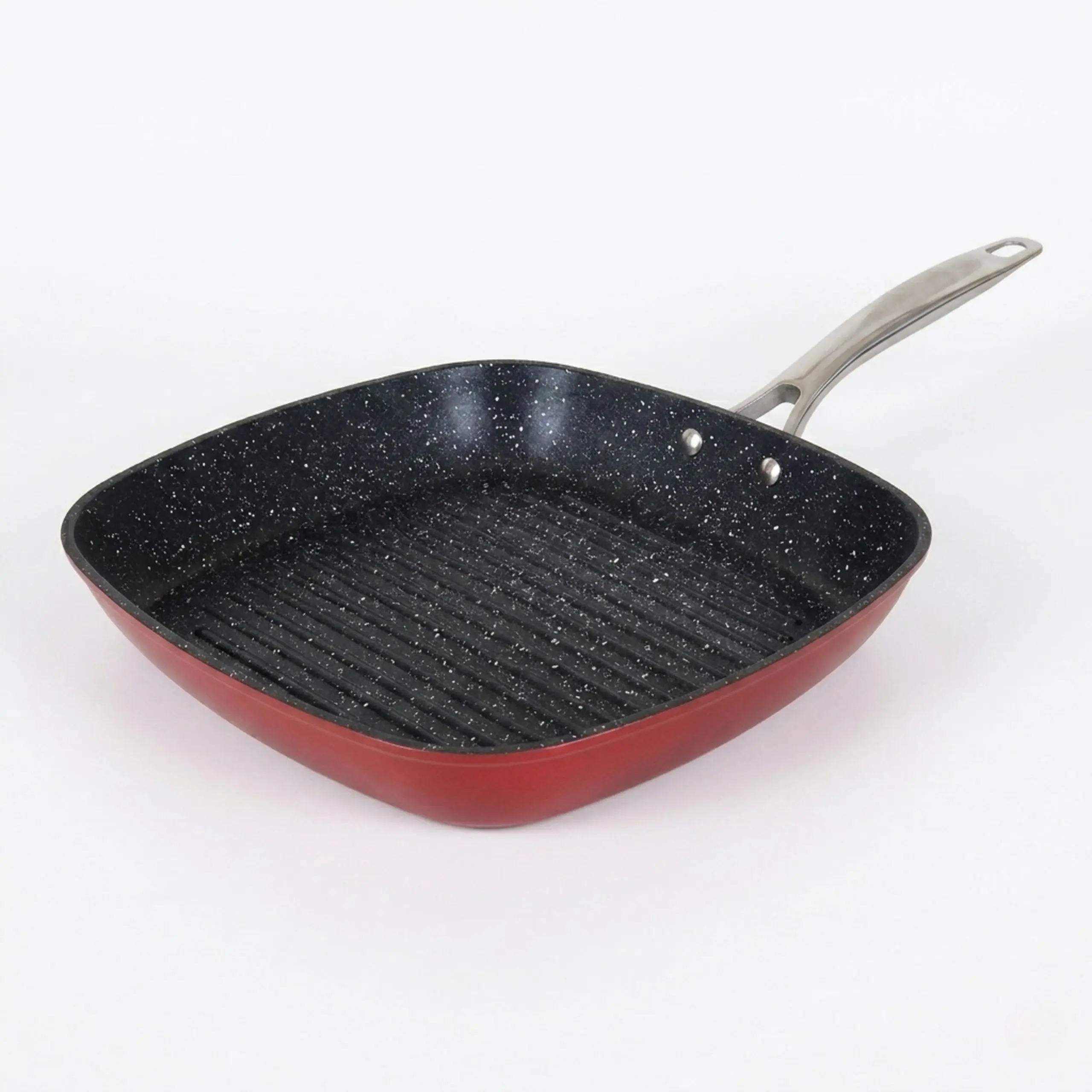 Sartén asadora Majestic Quttin de aluminio forjado cuadrada para cocina de inducción y gas.